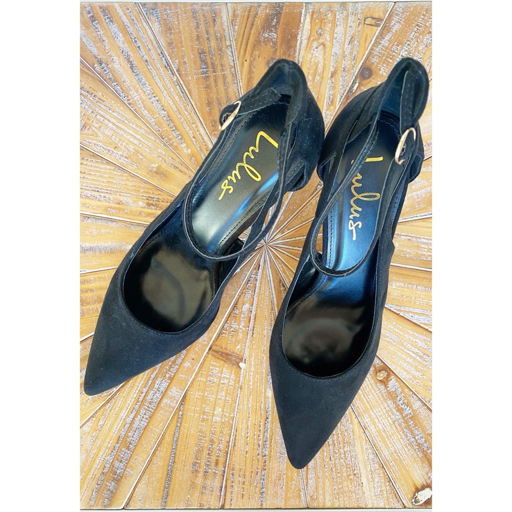 NIB Lulu’s Black Faux Suede Pointed-toe Ankle Strap Stiletto Heels in Size 10 - Picture 4 of 13